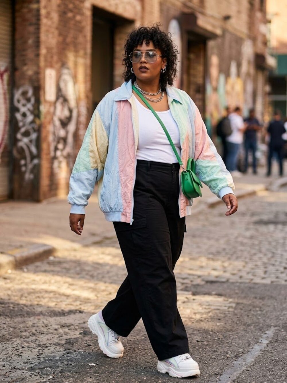 Blair 100% Silk Pastel Color Block Bomber Jacket XL Oversized 90s Style Zip Up